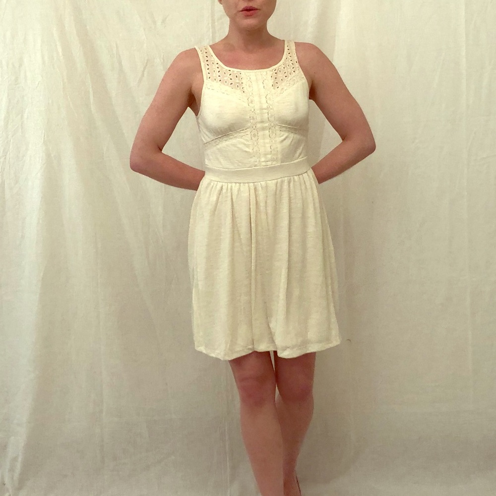Size Small Cream Cotton Sundress w/ Lace Detailing